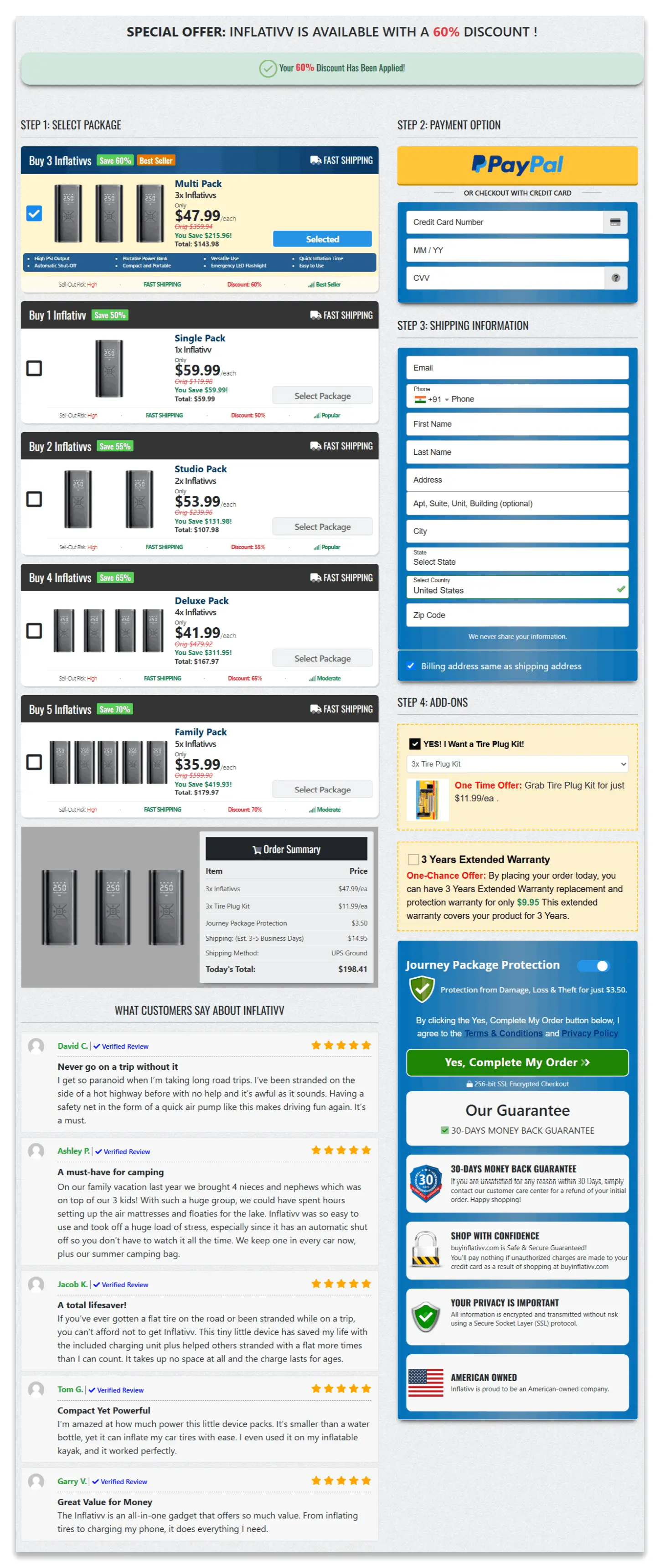 Inflativv secure checkout page